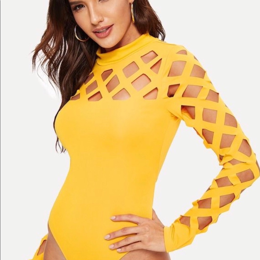 Yellow cut out bodysuit